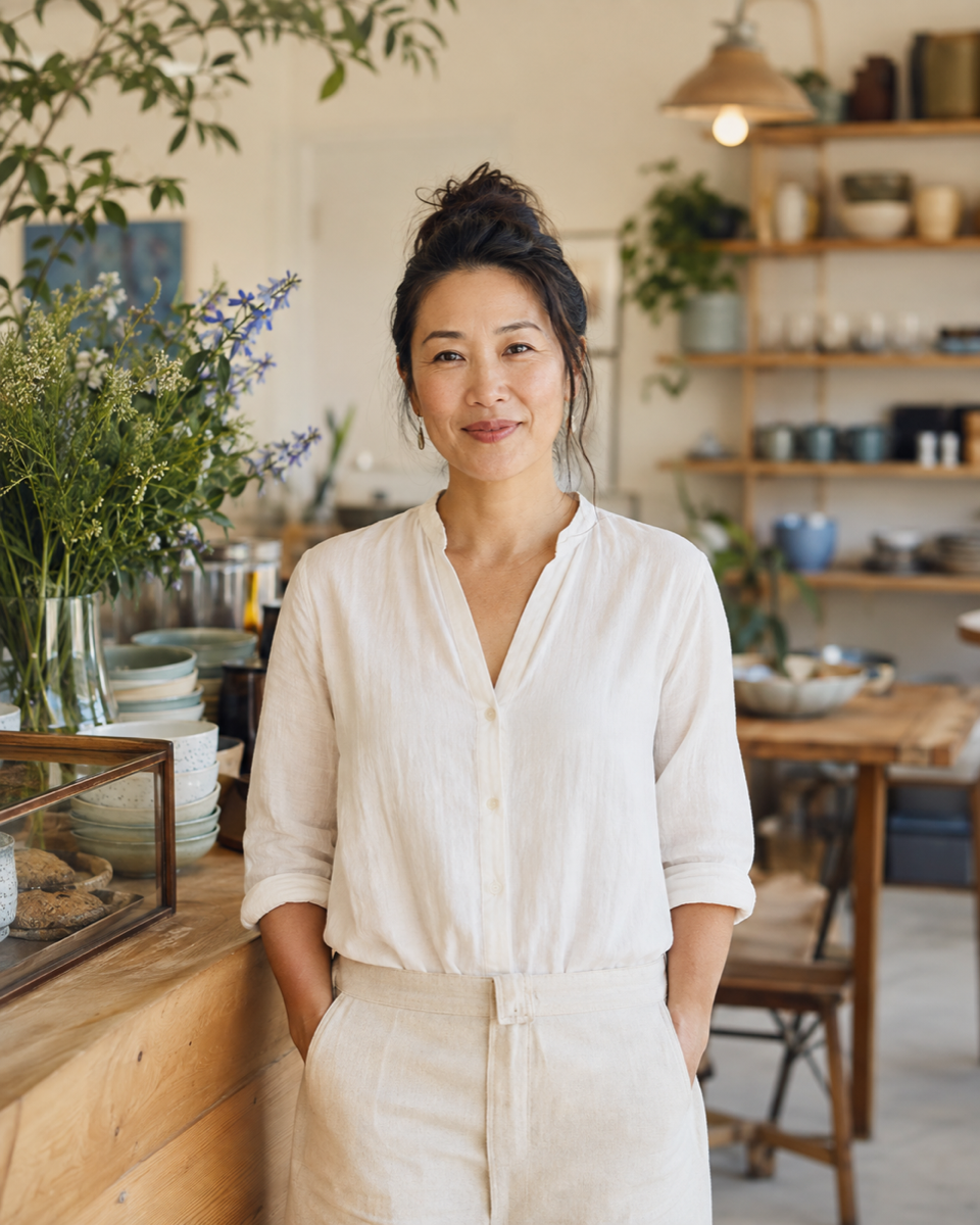 Independent business owner in her shop